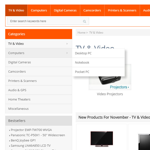 Horizontal Categories Dropdown Zen Cart Sidebox